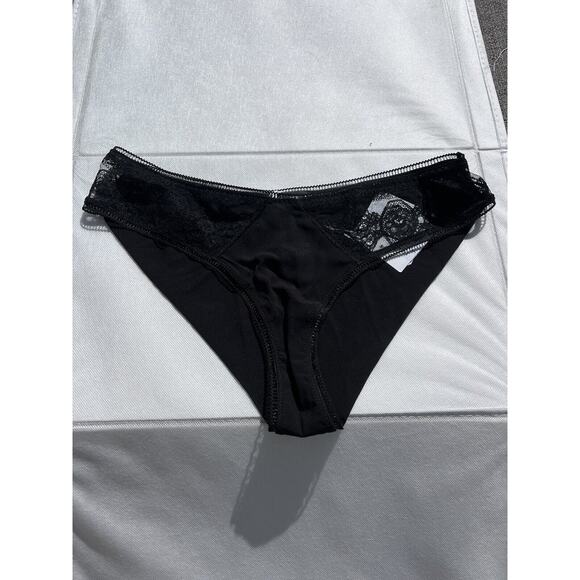 La Perla Panties Black With Lace Size 3 Silk Blend Cotton Crotch NWT - Picture 1 of 5